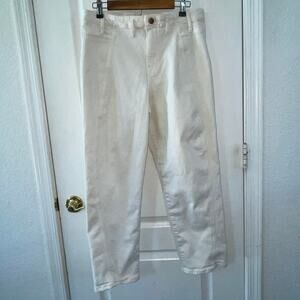 Pilcro Anthropologie White Barrel Leg Jeans Women’s 30 Cropped Denim